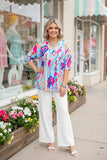 Multi color prints baby doll & short sleeve women top BQ15955(IS18)