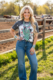 Howdy rowdy cactus & jewel printed short sleeve t-shirt DLH12190 IS16