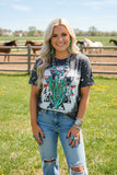 Howdy rowdy cactus & jewel printed short sleeve t-shirt DLH12190 IS16