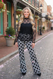 Southern Stitch Black floral lace long sleeve sheer women top XCH17075 (IS6)