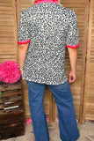 Restock -- Western Leopard print ruffle short sleeve women boutique top Southern Stitch XCH16847 (FS1)