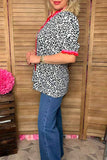 Restock -- Western Leopard print ruffle short sleeve women boutique top Southern Stitch XCH16847 (FS1)