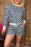 Southern Stitch Mom and me navy blue checkered 2pcs women's sets XCH17044
