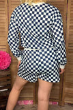 Southern Stitch Mom and me navy blue checkered 2pcs women's sets XCH17044