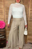Clearance--Southern Stitch Beige wide leg tiered women's pant w/elastic waist XCH16870