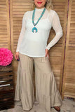 Southern Stitch White mesh long sleeve sheer women top XCH17064