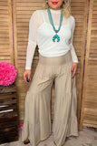 Southern Stitch White mesh long sleeve sheer women top XCH17064