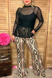 Southern Stitch Black mesh long sleeve sheer women top XCH17060