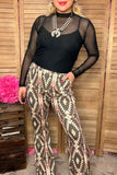 Southern Stitch Black mesh long sleeve sheer women top XCH17060