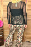 Southern Stitch Black mesh long sleeve sheer women top XCH17060