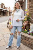 Southern Stitch Rhinestone checkered long sleeve white mesh women top XCH17069