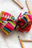 Chic double layer rehinestone 7.5" crayons print boutique girls hairbow $10 for 12pc