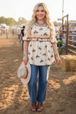 Western rodeo baby doll women boutique blouse Southern Stitch GJQ16979