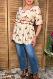 Western rodeo baby doll women boutique blouse Southern Stitch GJQ16979