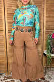 Western turquoise prints mesh women boutique shirt Southern Stitch GJQ17182