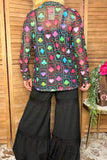 Western ranch vintage sheer women boutique top Southern Stitch GJQ17230