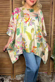 Luxury tropical print batwing sleeve women boutique blouse Southern Stitch GJQ17179