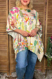 Luxury tropical print batwing sleeve women boutique blouse Southern Stitch GJQ17179