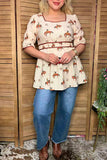 Western rodeo baby doll women boutique blouse Southern Stitch GJQ16979