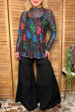 Western vintage mesh women boutique shirt Southern Stitch GJQ17231