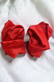 Chic double layer rehinestone 7.5" red boutique girls hairbow $10 for 12pc