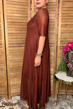 Pre-Sale western brown mesh women's boutique maxi dress XCH17453
