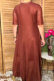 Pre-Sale western brown mesh women's boutique maxi dress XCH17453