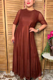 Pre-Sale western brown mesh women's boutique maxi dress XCH17453