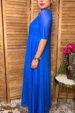 Pre-Sale western royal blue mesh women's boutique maxi dress XCH17452