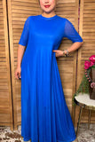 Pre-Sale western royal blue mesh women's boutique maxi dress XCH17452