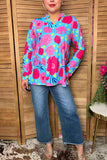 Trendy floral print women's boutique top Southern Stitch XCH16208
