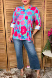 Trendy floral print women's boutique top Southern Stitch XCH16208