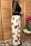 Western leoard 8-ball & checkered wide leg women's boutique pant GJQ17209
