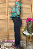 Western washed black wide leg rhinestone jeans women's boutique pant Southern Stitch S026