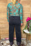 Western washed black wide leg rhinestone jeans women's boutique pant Southern Stitch S026