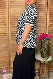 Western leopard stripe trim v-neck women's boutique top Southern Stitch GJQ17169