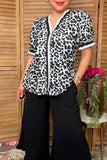 Western leopard stripe trim v-neck women's boutique top Southern Stitch GJQ17169