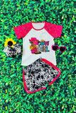 Western COWGIRL cow & bandana print girl boutique set XCH0777-36H (A4S10)