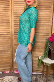 Western turquoise paisley sheer women's boutique top Southern Stitch XCH17202