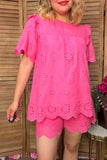 Western eyelet embroidery pink women's boutique set Southern Stitch XCH16195