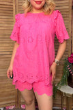 Western eyelet embroidery pink women's boutique set Southern Stitch XCH16195