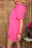 Western eyelet embroidery pink women's boutique set Southern Stitch XCH16195