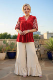 Western red velvet embroidery women's boutique top Southern Stitch XCH17312