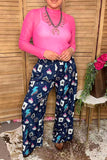 Western cowgirl lucky 8 card flame print women's boutique pant Southern Stitch XCH17171