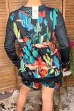 Western cactus & black long sleeve women's boutique set Southern Stitch GJQ17300