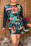 Western cactus & black long sleeve women's boutique set Southern Stitch GJQ17300