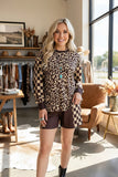 Western leopard & checkered patchwork women's boutique set Southern Stitch XCH17371