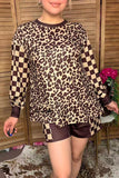 Western leopard & checkered patchwork women's boutique set Southern Stitch XCH17371