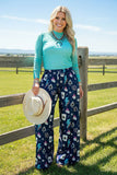 Western cowgirl lucky 8 card flame print women's boutique pant Southern Stitch XCH17171