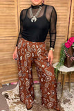 Western paisley wide leg brown women's boutique pant Southern Stitch GJQ17177